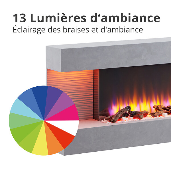 BALDERIA - Cheminée électrique BALDERIA Hestia - Cheminée sur pied, 2000 W - Aspect béton - large