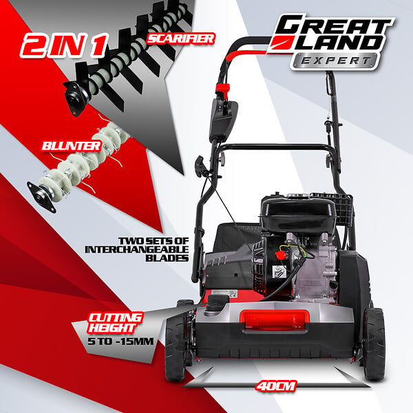 GREATLAND - Scarificateur émousseur thermique 212cc - Largeur de travail 40cm - large