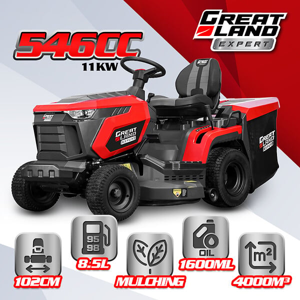 GREATLAND - Tracteur tondeuse 546cc - largeur de coupe 102cm - Boîte hydrostatique - large