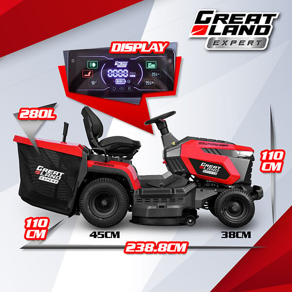 GREATLAND - Tracteur tondeuse 546cc - largeur de coupe 102cm - Boîte hydrostatique - large