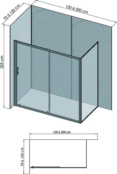 ONDEE - Pack complet de montage panneaux muraux Marbre Blanc 200 cm- Profilé chromé inclus - large