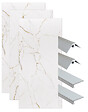 ONDEE - Pack montage 3 panneaux muraux en niche - marbre blanc 120 cm - profilés chromés - vignette