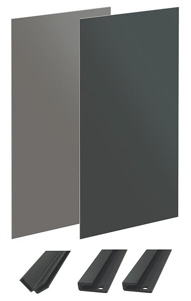 ONDEE - Pack montage 2 panneaux muraux en angle -  gris & anthracite 120 cm - profilés noirs - large