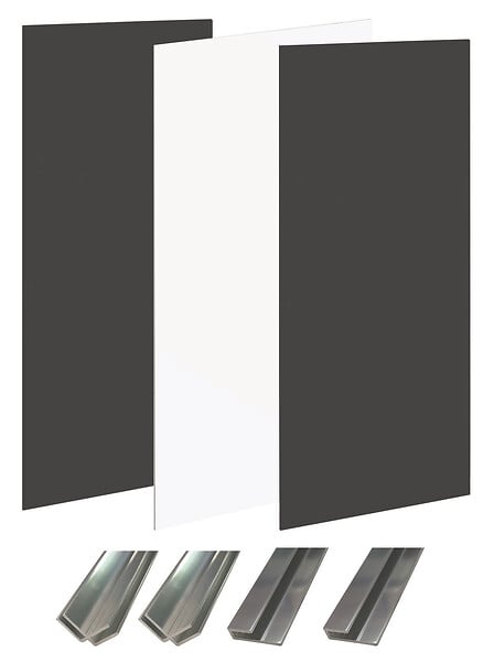 ONDEE - Pack montage 3 panneaux muraux en niche -  Blanc & Noir 120 cm - profilés chromés - large