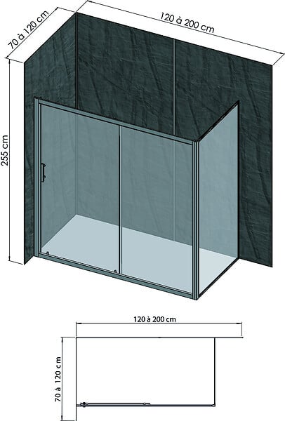 ONDEE - Pack complet de montage panneaux muraux Ardoise 200 cm - Profilé noir inclus - large