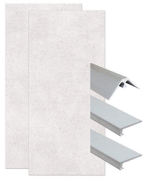 ONDEE - Pack complet de montage panneaux muraux Terrazzo 120 cm - Profilé chromé inclus - large