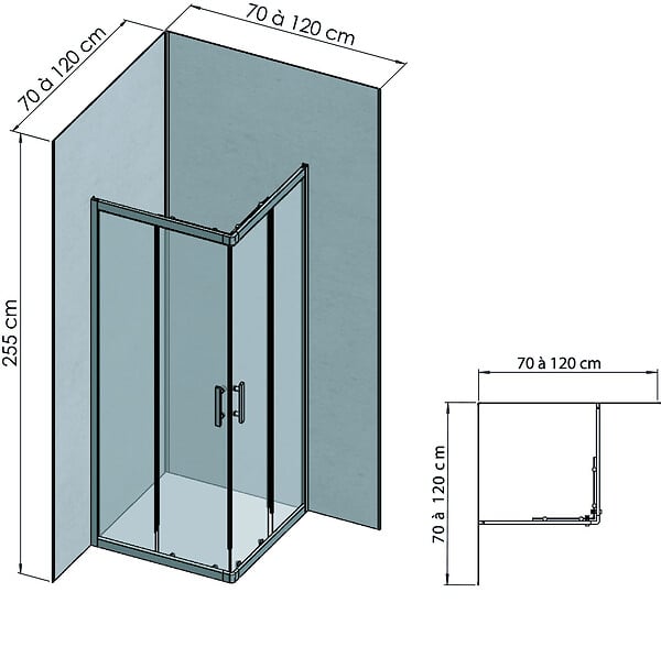ONDEE - Pack complet de montage panneaux muraux Terrazzo 120 cm - Profilé chromé inclus - large