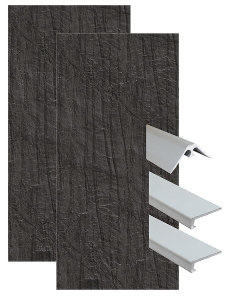 ONDEE - Pack complet de montage panneaux muraux Ardoise 120 cm - Profilé chromé inclus - large