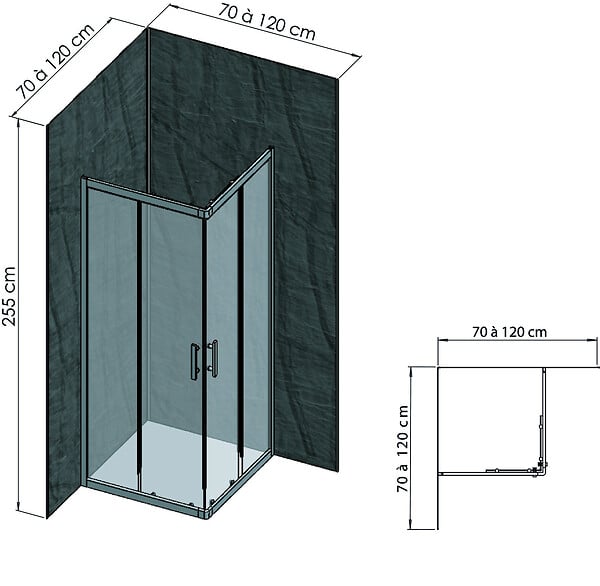 ONDEE - Pack complet de montage panneaux muraux Ardoise 120 cm - Profilé chromé inclus - large