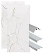 ONDEE - Pack montage 2 panneaux muraux en angle - marbre blanc 120 cm - profilés chromés - vignette
