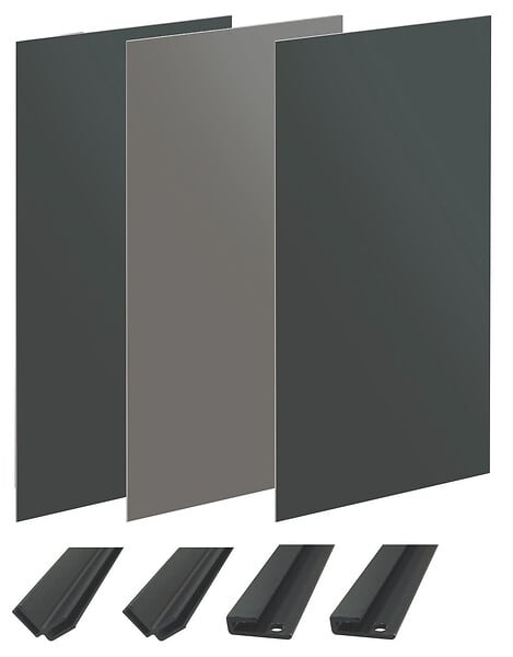 ONDEE - Pack montage 3 Panneaux muraux  en niche -  Gris & Anthracite 120 cm - profilés noirs - large