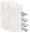 ONDEE - Pack de montage panneaux muraux Marbre Blanc effet mat 200 cm - Profilé chromé - vignette