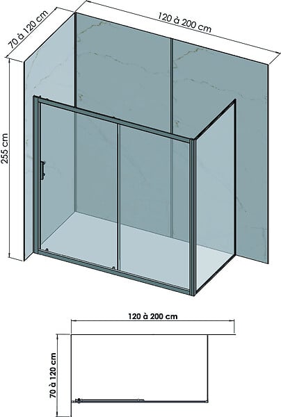 ONDEE - Pack de montage panneaux muraux Marbre Blanc effet mat 200 cm - Profilé chromé - large