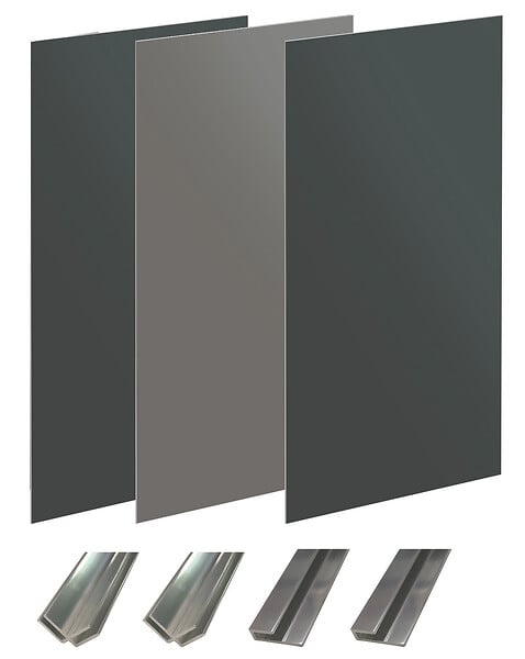 ONDEE - Pack montage 3 Panneaux muraux  en niche -  Gris & Anthracite 120 cm - profilés chromés - large