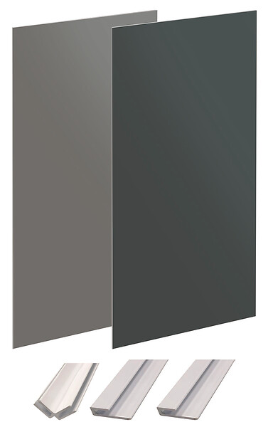 ONDEE - Pack montage 2 panneaux muraux en angle -  gris & anthracite 120 cm - profilés blanc - large