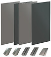 ONDEE - Pack montage 4 Panneaux muraux  en niche -  Gris & Anthracite 200 cm - profilés chromés - vignette