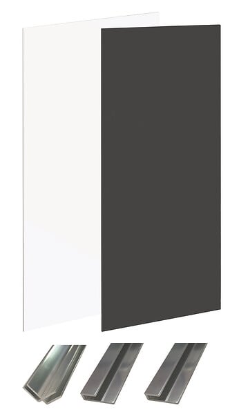 ONDEE - Pack montage 2 panneaux muraux en angle -  blanc & noir 120 cm - profilé chromé - large