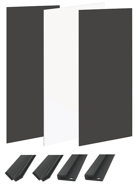 ONDEE - Pack montage 3 panneaux muraux en niche -  Blanc & Noir 120 cm - profilés noirs - large