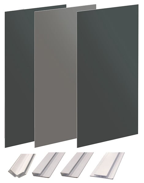 ONDEE - Pack montage 3 panneaux muraux en angle -  gris & anthracite 200 cm - profilés blanc - large
