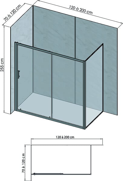 ONDEE - Pack complet de montage panneaux muraux Marbre Gris 120 cm - Profilé noir inclus - large