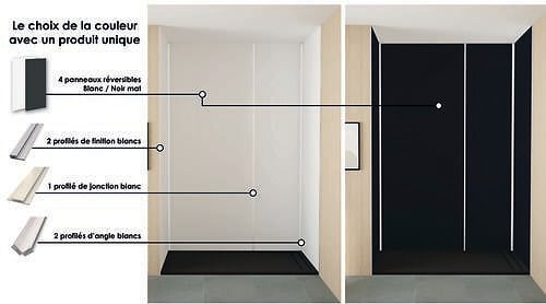 ONDEE - Pack montage 4 panneaux muraux en niche -  Blanc & Noir 200 cm - profilés blanc - large