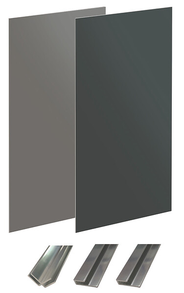 ONDEE - Pack montage 2 panneaux muraux en angle -  gris & anthracite 120 cm - profilés chromés - large