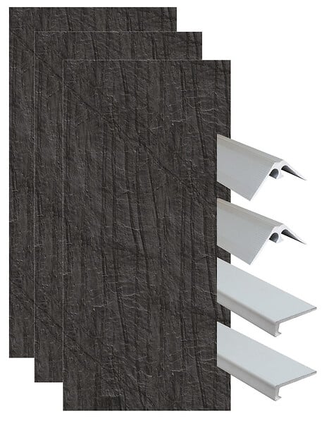 ONDEE - Pack de montage 3 panneaux muraux en niche - Ardoise 120 cm - profilés chromés - large