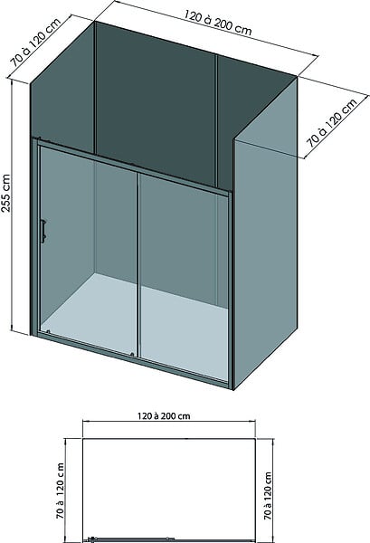 ONDEE - Pack montage 4 Panneaux muraux  en niche -  Gris & Anthracite 200 cm - profilés blanc - large