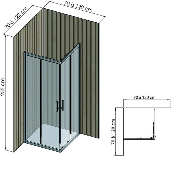 ONDEE - Pack complet de montage panneaux muraux Tasseau bois 120 cm - Profilé chromé inclus - large