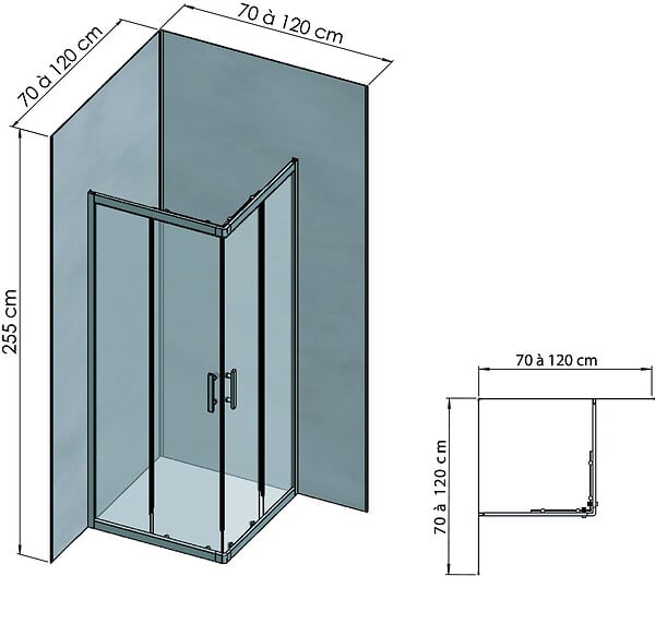 ONDEE - Pack complet de montage panneaux muraux Béton 120 cm - Profilé chromé inclus - large