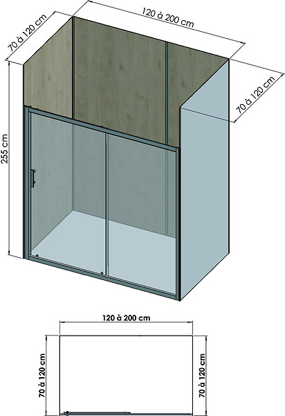 ONDEE - Pack de montage 4 panneaux muraux en niche - Bois 200 cm - profilés noirs - large