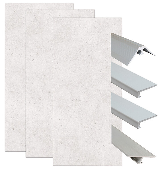 ONDEE - Pack complet de montage panneaux muraux Terrazzo 200 cm - Profilé chromé inclus - large