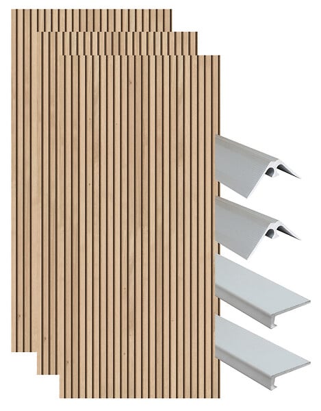 ONDEE - Pack montage 3 panneaux muraux en niche - Tasseau bois 120 cm - profilés chromés - large