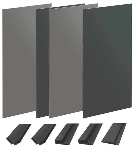 ONDEE - Pack montage 4 Panneaux muraux  en niche -  Gris & Anthracite 200 cm - profilés noirs - large