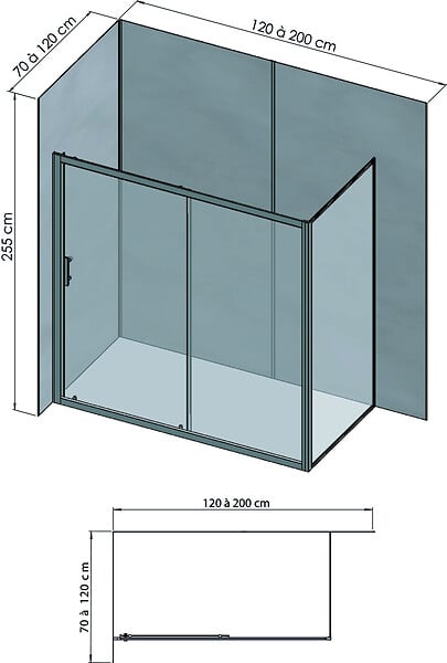 ONDEE - Pack complet de montage panneaux muraux Béton 200 cm - Profilé chromé inclus - large