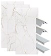 ONDEE - Pack montage 3 panneaux muraux en niche - marbre blanc mat 120 cm - profilés chromés - vignette