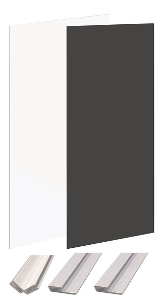 ONDEE - Pack montage 2 panneaux muraux en angle -  blanc & noir 120 cm - profilés blancs - large