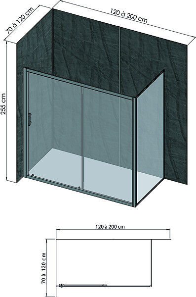 ONDEE - Pack complet de montage panneaux muraux Ardoise 200 cm - Profilé chromé inclus - large