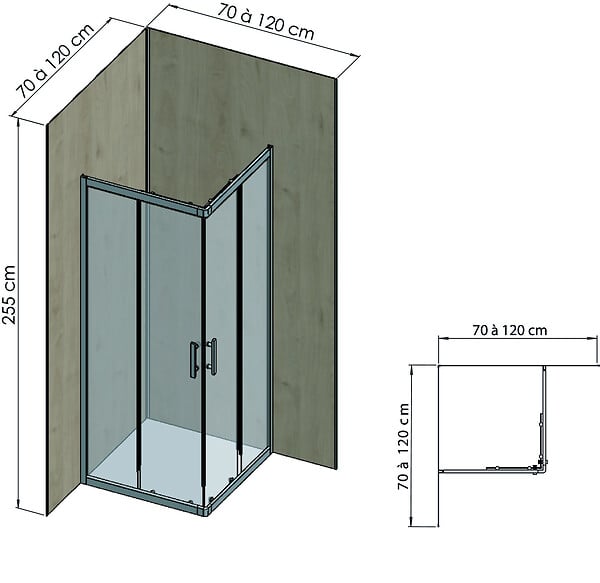 ONDEE - Pack complet de montage panneaux muraux Bois 120 cm - Profilé chromé inclus - large