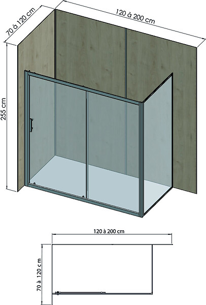 ONDEE - Pack complet de montage panneaux muraux Bois 200 cm - Profilé noir inclus - large