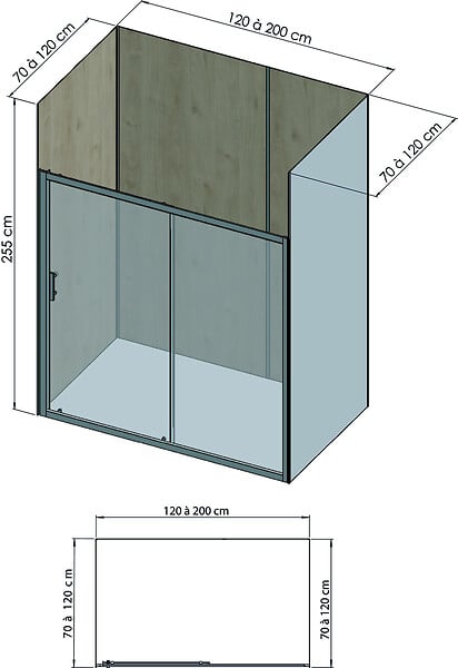 ONDEE - Pack de montage 4 panneaux muraux en niche - Bois 200 cm - profilés chromés - large