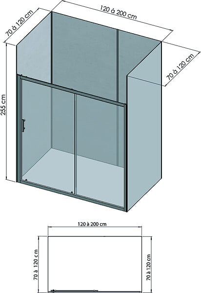ONDEE - Pack montage 4 panneaux muraux en niche - Terrazzo 200 cm - profilés chromés - large