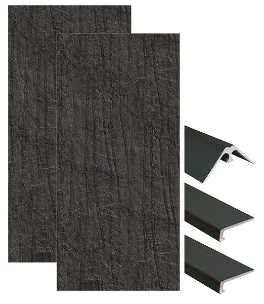 ONDEE - Pack complet de montage panneaux muraux Ardoise 120 cm - Profilé noir inclus - large