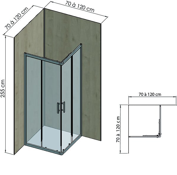 ONDEE - Pack complet de montage panneaux muraux Bois 120 cm - Profilé noir inclus - large