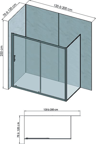 ONDEE - Pack complet de montage panneaux muraux Marbre Gris 200 cm - Profilé noir inclus - large