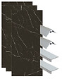 ONDEE - Pack montage 3 panneaux muraux en niche - marbre noir 120 cm - profilés chromés - vignette