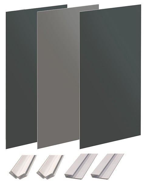 ONDEE - Pack montage 3 Panneaux muraux  en niche -  Gris & Anthracite 120 cm - profilés blanc - large