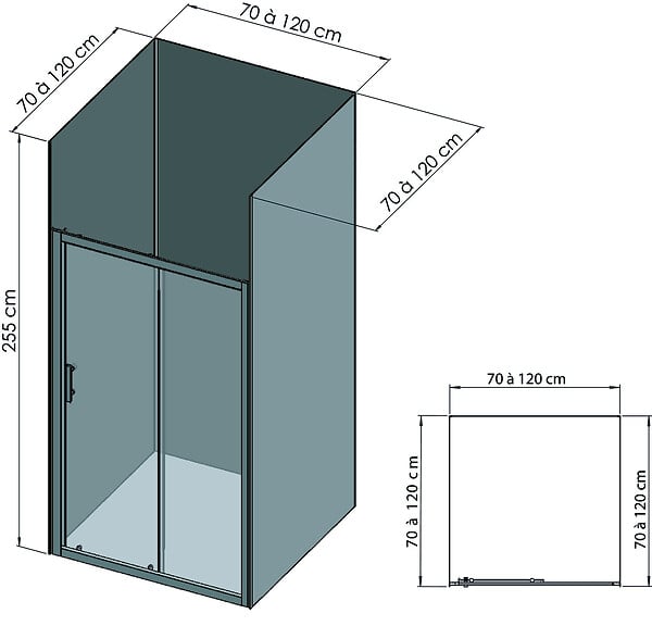 ONDEE - Pack montage 3 Panneaux muraux  en niche -  Gris & Anthracite 120 cm - profilés blanc - large