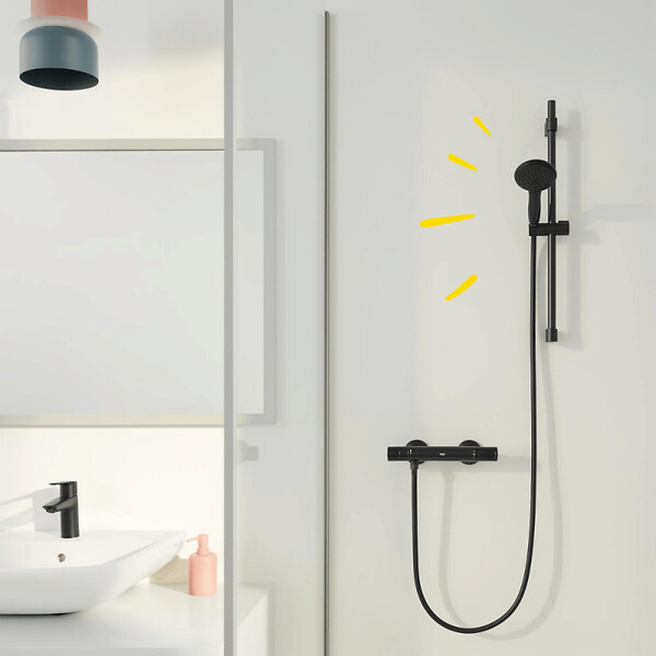 GROHE - Flexible de douche GROHE VitalioFlex Trend 1750 mm noir mat + microfibre - large