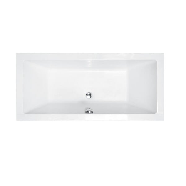 OTITEC - Baignoire rectangulaire - 175 x 80 cm - sans Habillage - avec Pieds - Repose-tête - Étagère bambou - Vidage Chrome - QUADRO - large